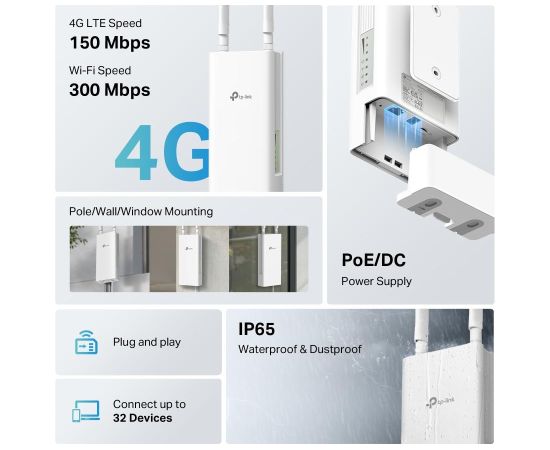 WRL 3G/4G ROUTER 300MBPS/TL-MR100-OUTDOOR TP-LINK Mobile Wireless Routers