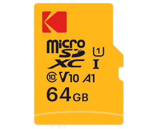 Kodak mSD 64GB UHS-I U1 V10 A1 Premium EKMSDM64GXC10K Atmiņas kartes micro SD SDHC