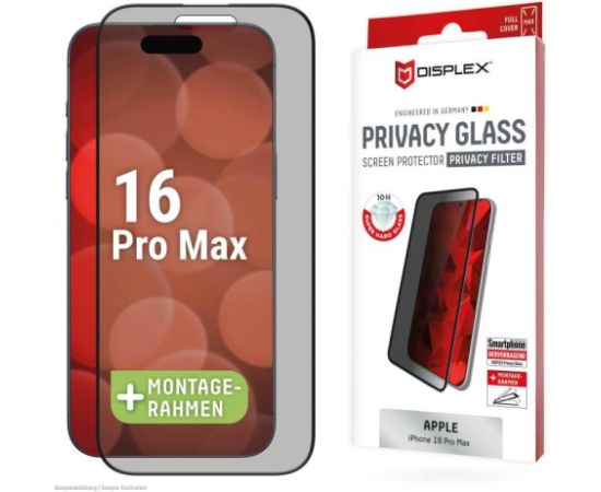 Apple iPhone 16 Pro Max Privacy Screen Glass Full Cover By Displex Transparent Защитная пленка для экрана