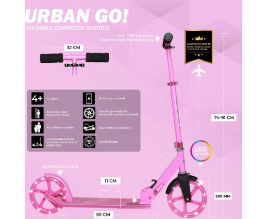 Skrejritenis Story Urban GO! Pink LED Skrejriteņi