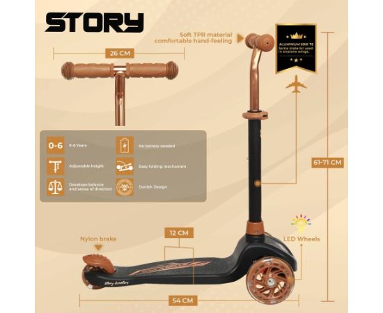 Story Mini LED trīsriteņu skrejritenis LED BLACK/ORANGE Skrejriteņi bērniem