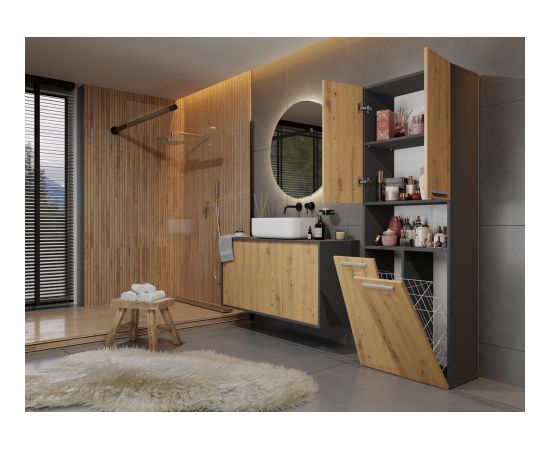 Top E Shop Topeshop NEL 2K DK ANT/ART KP bathroom storage cabinet Graphite, Oak Новинки Для дома и сада 