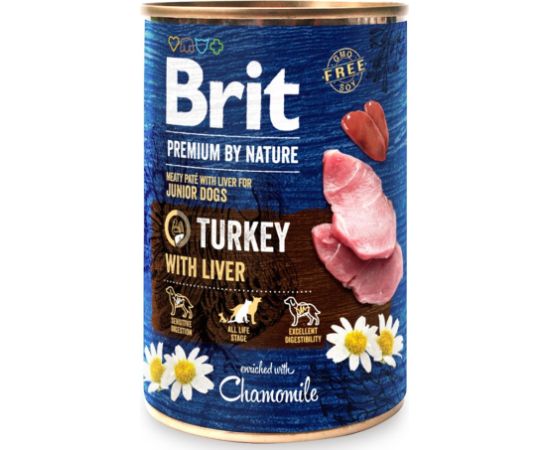 BRIT Premium by nature Junior Turkey with Liver - wet dog food - 400g Suņu barība