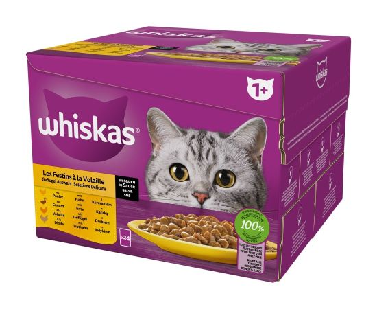 WHISKAS Poultry Feast  - wet cat food - 24x85 g Консервы кошек