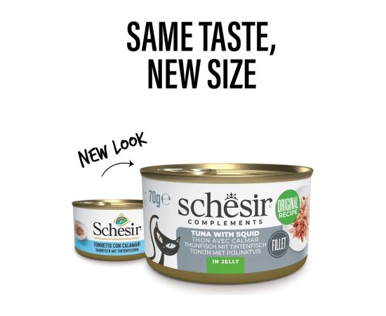 Agras Pet Foods SCHESIR Complements Tuna with squids in jelly - wet cat food - 70g Kaķu konservi