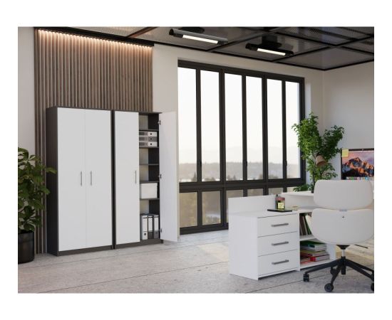 Top E Shop OLIV 2D CLOSED SHELVING UNIT, ANTHRACITE/WHITE SET Новинки Для дома и сада 