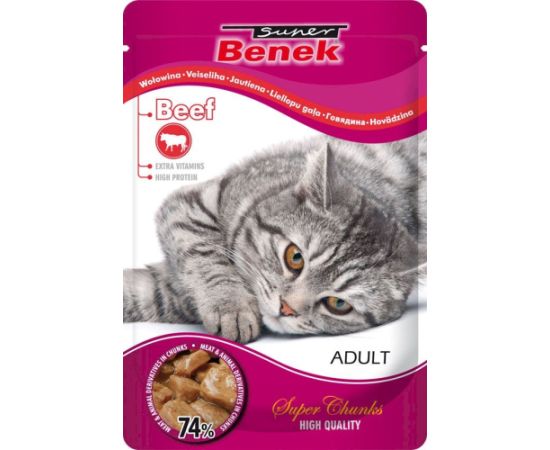 SUPER BENEK Beef in sauce - wet cat food - 100 g Kaķu konservi