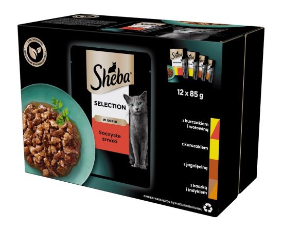 Sheba Selection in Sauce Juicy Flavours 12 x 85 g Kaķu konservi