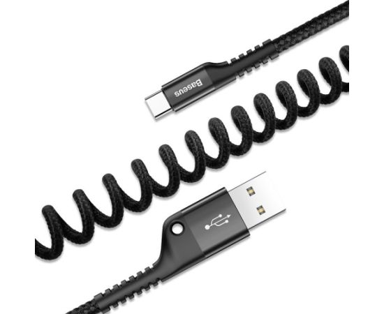 Kabeļa atsperes tips USB2.0 A spraudnis - USB C spraudnis 1,0 m 2A melns BASEUS Data USB kabeļi