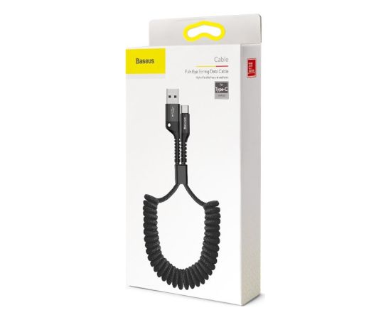 Kabeļa atsperes tips USB2.0 A spraudnis - USB C spraudnis 1,0 m 2A melns BASEUS Data USB kabeļi