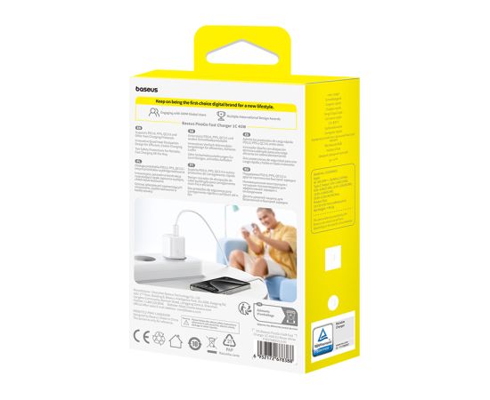 Baseus Sienas ātrais lādētājs PicoGo GaN 45W USB-C QC PD, balts Jaunumi - Viedierices
