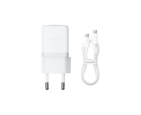Baseus Sienas ātrais lādētājs Palm 30W USB-C QC3.0 PD3.0 ar USB-C kabeli 1 m, balts Новинки смартфонов и телефонов