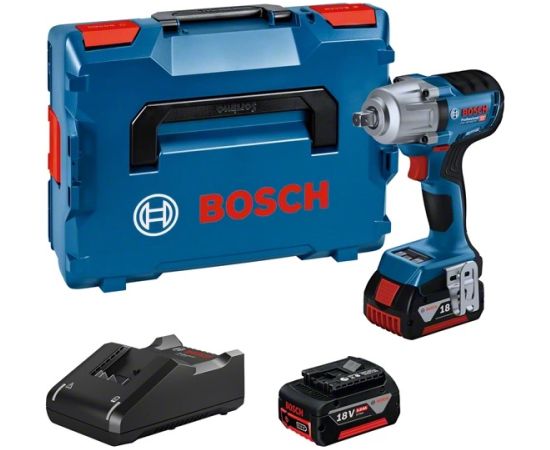 Triecienatslēga Bosch GDS 18V-450 PC; 18 V; 2x4,0 Ah akum. Trieciena uzgriežņu pistoles ar akumulatoru