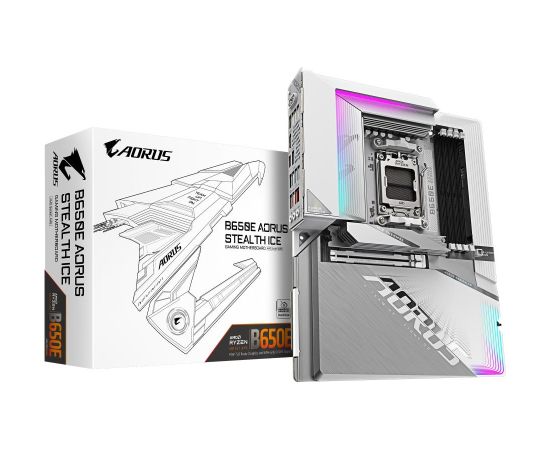 Mainboard GIGABYTE AMD B650 ATX Memory DDR5 Memory slots 4 1xPCI-Express 5.0 16x 3xM.2 1xHDMI 4xUSB 2.0 7xUSB 3.2 1xUSB-C 1xRJ45 3xAudio port B650EASTEALTHICE Mātes plates