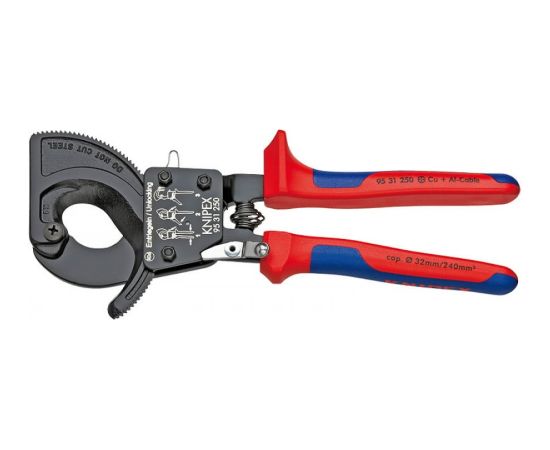 Cable Cutter ratchet action up to D32mm/240mm2, Knipex Knaibles un stangas