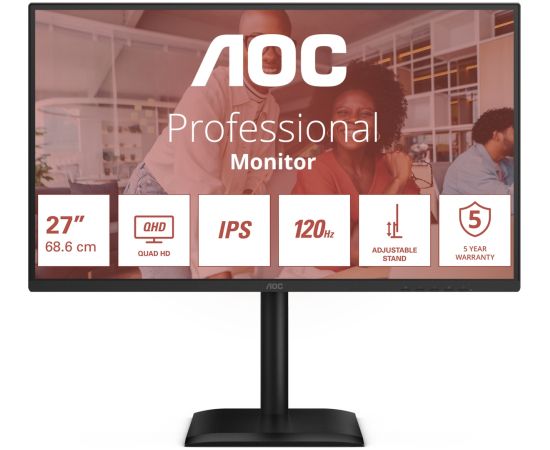 AOC Q27E4U 27 " IPS QHD 16:9 120 Hz 4 ms 2560 x 1440 pixels 350 cd/m² HDMI ports quantity 1 LED / LCD мониторы
