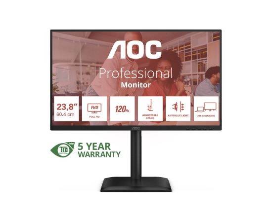 AOC 24E4CV 23.8 " IPS FHD 16:9 120 Hz 4 ms 1920 x 1080 pixels 300 cd/m² Black LED / LCD мониторы
