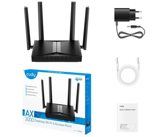 Cudy AP3000D wireless access point 2402 Mbit/s Black Access Points