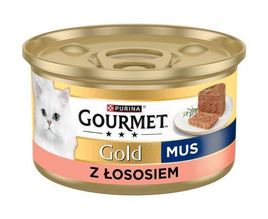 PURINA Gourmet Gold Mousse with salmon - wet cat food - 85g Kaķu konservi