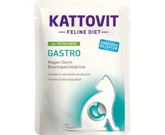 KATTOVIT Feline Diet Gastro Turkey with rice - wet cat food - 85g Консервы кошек