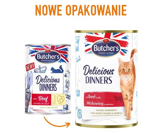 BUTCHER'S Delicious Dinners Pieces of beef in jelly - wet cat food - 400g Консервы кошек