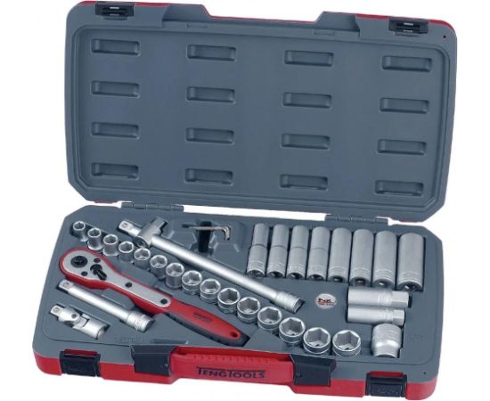 Tengtools Uzgriežņa galviņu komplekts Teng Tools T1234; 1/2''; 34 gab. Mehāniskie instrumenti