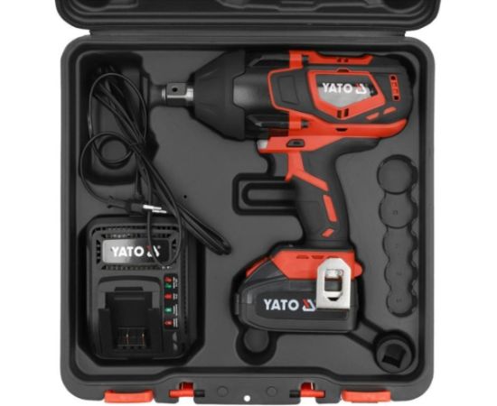 Triecienatslēga Yato YT-828075; 18 V; 1x4,0 Ah akum. Trieciena uzgriežņu pistoles ar akumulatoru