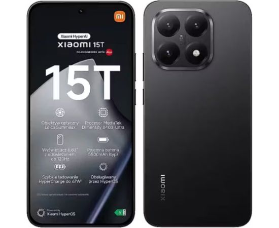 Xiaomi 15T 5G Смартфон 12GB / 512GB Black Мобильные телефоны