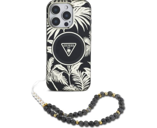 Guess IML Palm Trees Triangle Logo Pearl Strap MagSafe Case Aizsargapvalks priekš Apple iPhone 16 Pro Neoriģinālie Maciņi