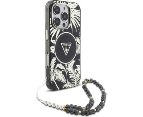Guess IML Palm Trees Triangle Logo Pearl Strap MagSafe Case Aizsargapvalks priekš Apple iPhone 16 Pro Neoriģinālie Maciņi