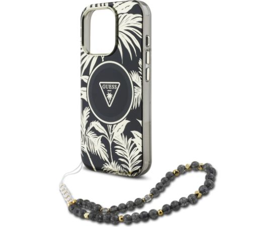 Guess IML Palm Trees Triangle Logo Pearl Strap MagSafe Case Aizsargapvalks priekš Apple iPhone 16 Pro Neoriģinālie Maciņi