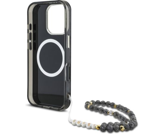 Guess IML Palm Trees Triangle Logo Pearl Strap MagSafe Case Aizsargapvalks priekš Apple iPhone 16 Pro Neoriģinālie Maciņi