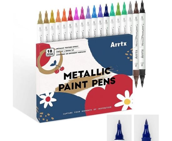 Arrtx 18 Colors Metallic Paint Pens Marķieri