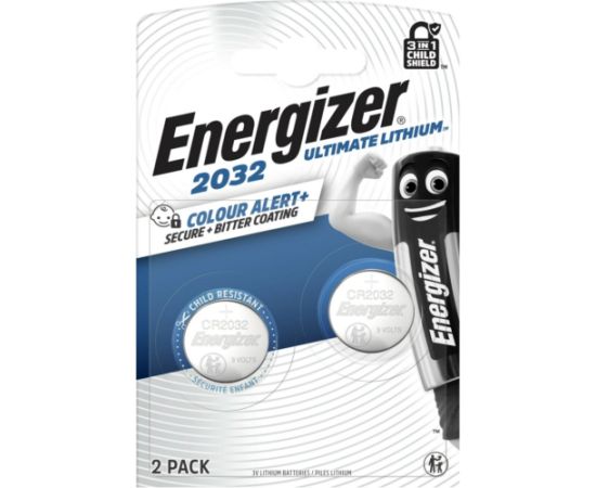 Litija baterija CR2032 3V 254mAh Ultimate Energizer 2gab blisterī Батарейки, аккумуляторы