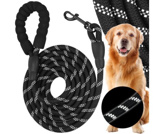 Apmācību pavada suņiem līdz 50 kg ar rokturi Springos PA0331 3 m melnbalta Citas preces