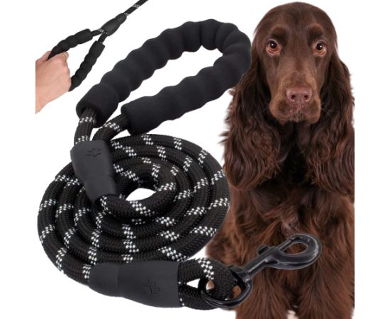 Apmācību pavada suņiem līdz 50 kg ar rokturi Springos PA0331 3 m melnbalta Citas preces