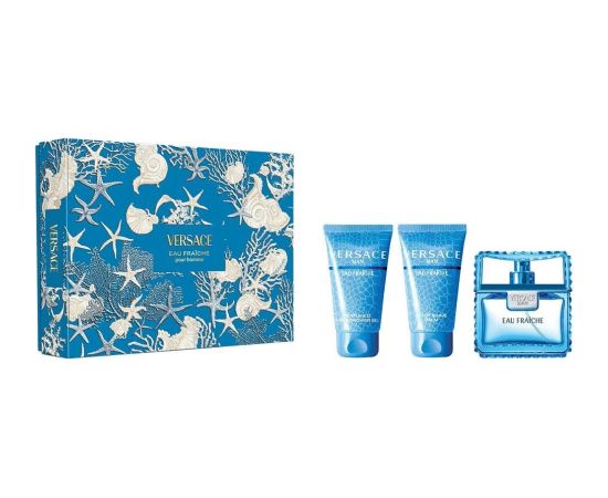 Versace Eau Fraiche Pour Homme zestaw woda toaletowa spray 50ml + żel pod prysznic 50ml + balsam po goleniu 50ml Vīriešu Smaržas