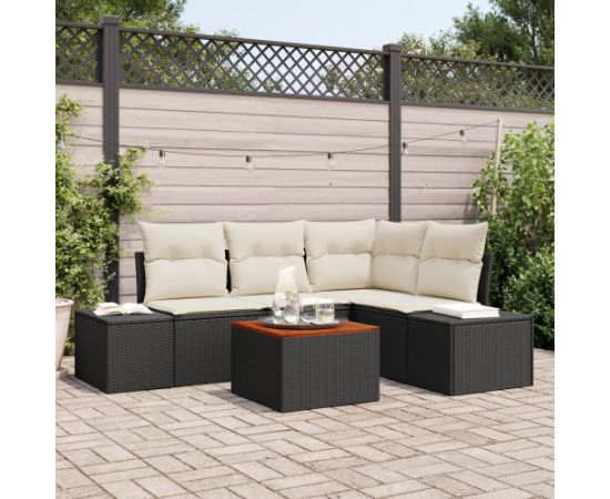 vidaXL Zestaw kanap ogrodowych 5 części Czarny i kremowy Dārza mēbeļu komplekti