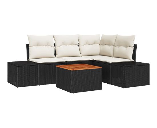 vidaXL Zestaw kanap ogrodowych 5 części Czarny i kremowy Dārza mēbeļu komplekti