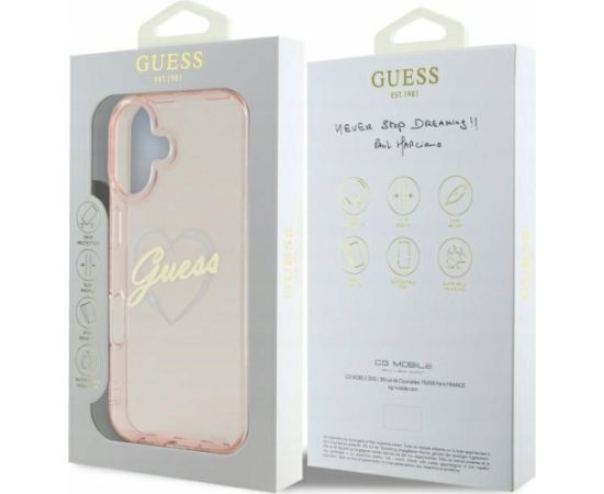 Guess IML Heart Aizsargapvalks Priekš Apple iPhone 16 Neoriģinālie Maciņi