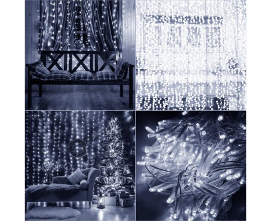 Springos aizkars 300 gaismas diodes  CL4104 Ziemassvētku lampiņas, LED virtenes