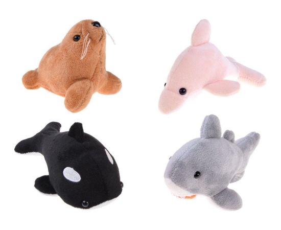 Jokomisiada Pluszowe zwierzątka oceanu z piszczałką - Foczka Delfin Orka Rekin ZA5779 Мягкие игрушки
