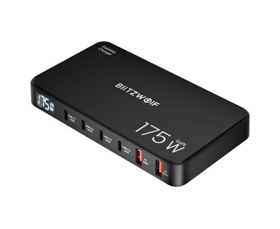 Blitzwolf BW-S30 6in1 Uzlādes stacija 4x USB-C / 2x USB 175W Telefonu lādētāji 220v