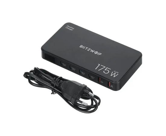 Blitzwolf BW-S30 6in1 Uzlādes stacija 4x USB-C / 2x USB 175W Telefonu lādētāji 220v