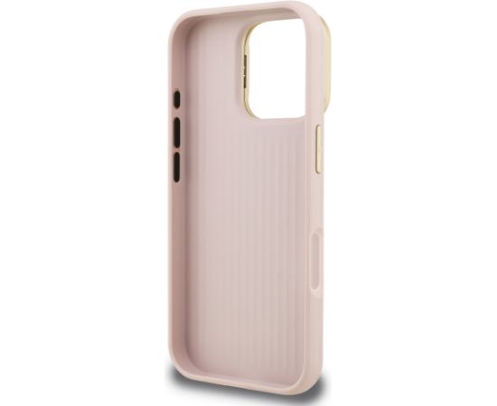 Guess PU Grained 4G Logo Stand Camera Frame Case Aizsargapvalks priekš Apple iPhone 16 Pro Max Neoriģinālie Maciņi