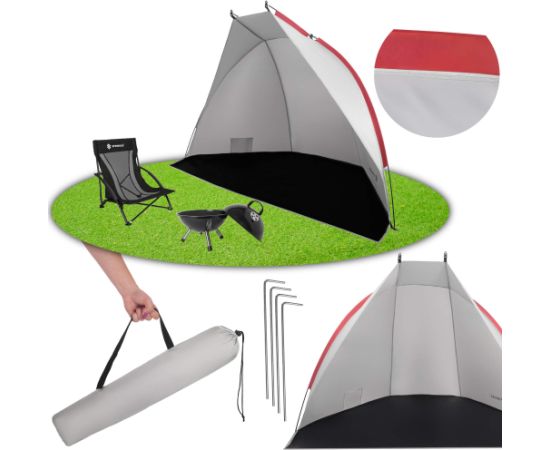 Springos Туристическая палатка 220x120x120 см пляжная с чехлом, экраном серо-черная Новинки Для дома и сада 