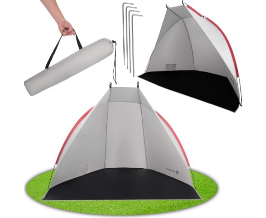 Springos Туристическая палатка 220x120x120 см пляжная с чехлом, экраном серо-черная Новинки Для дома и сада 