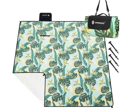 Springos Pludmales sega 200x200 cm piknikam, kempingam, saliekams paklājiņš ar izolāciju Paklājiņi