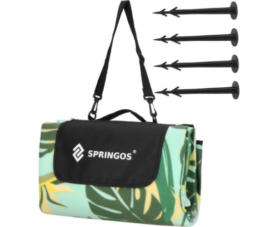 Springos Pludmales sega 200x200 cm piknikam, kempingam, saliekams paklājiņš ar izolāciju Paklājiņi