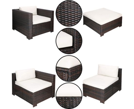 Модульный набор садовой мебели Springos GF0062 стол, кресло, диван, 4 модуля, коричнево-кремовый Dārza mēbeļu komplekti